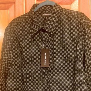 Michael Kors Men’s long sleeve button down Black/Gray. Casual wear. (New)